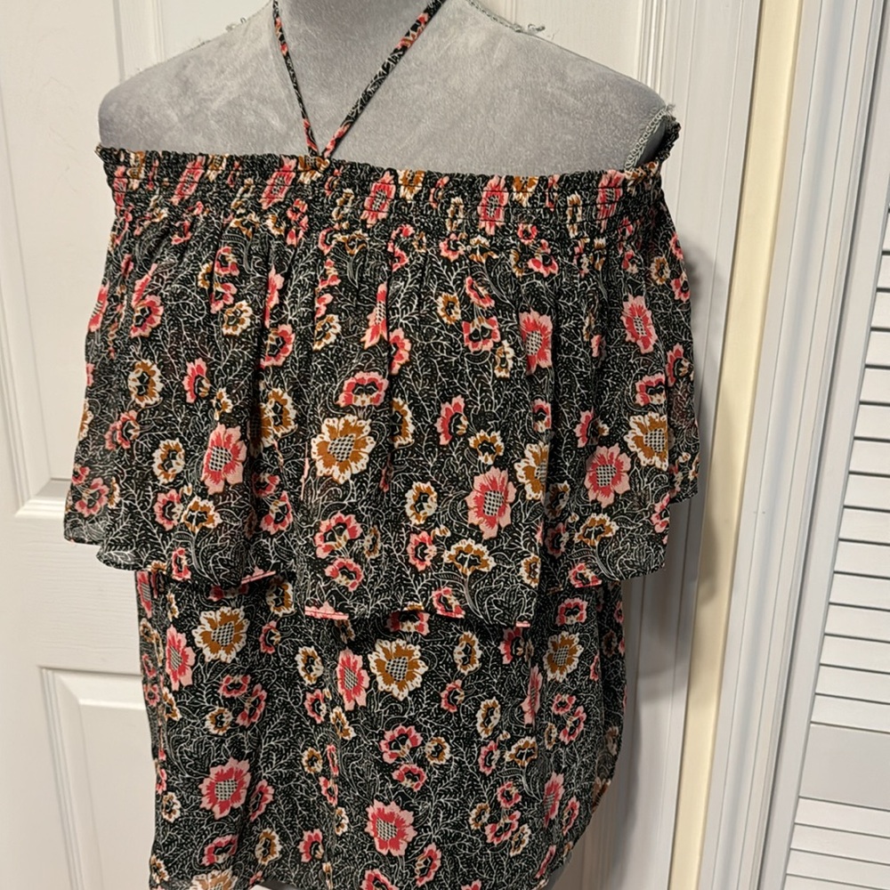 Rebecca Minkoff Ghiradelle Floral Off Shoulder Tiered Top - Picture 2 of 14